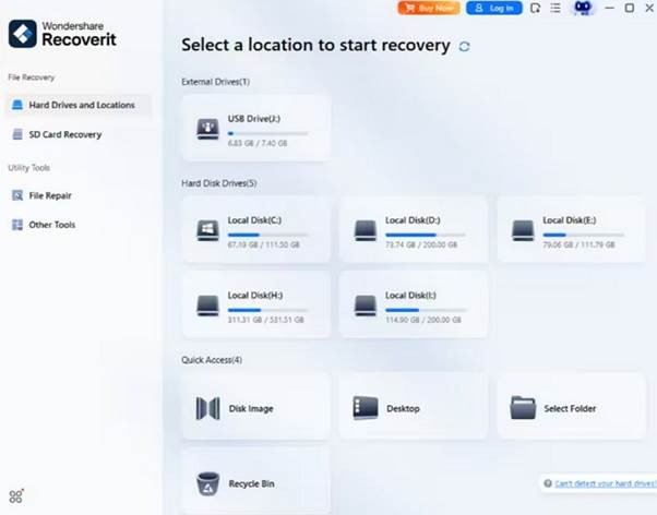 select drive to recover documents