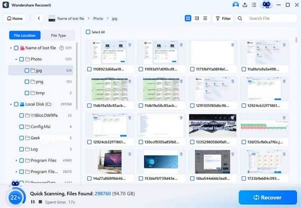 choose deleted data to restore